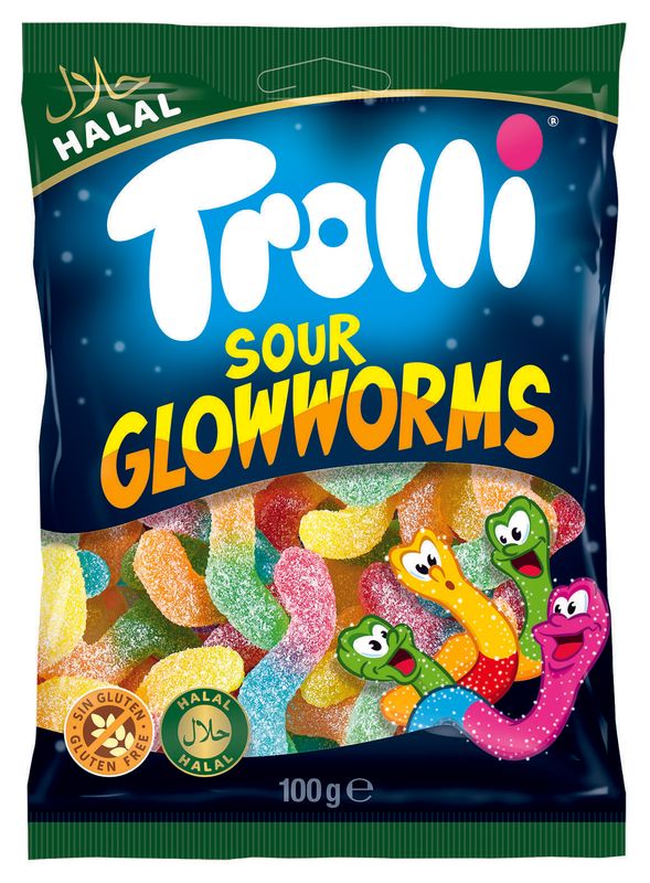 Trolli Halal Sour Glowworms 100g