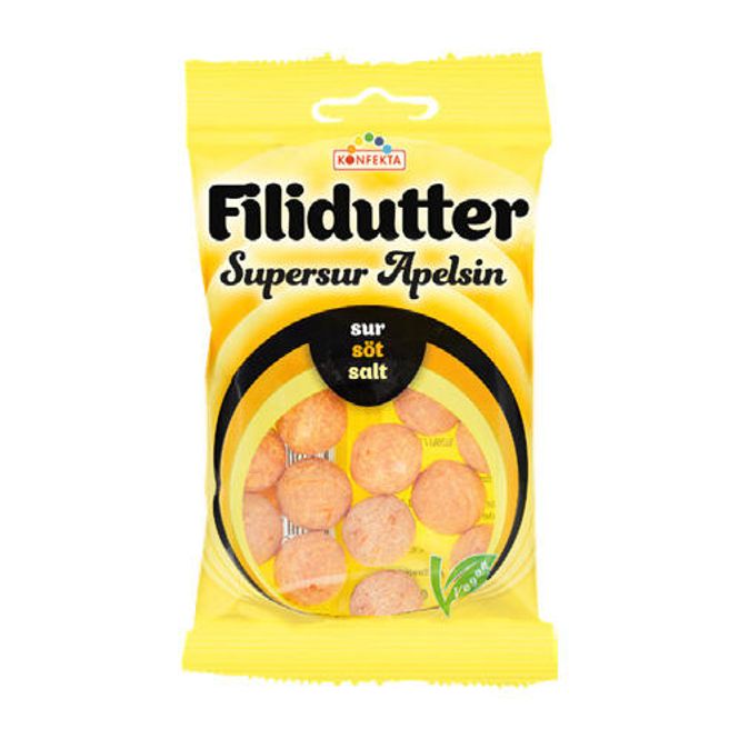 Hovedbilde Filidutter Supersur Appelsin 65g