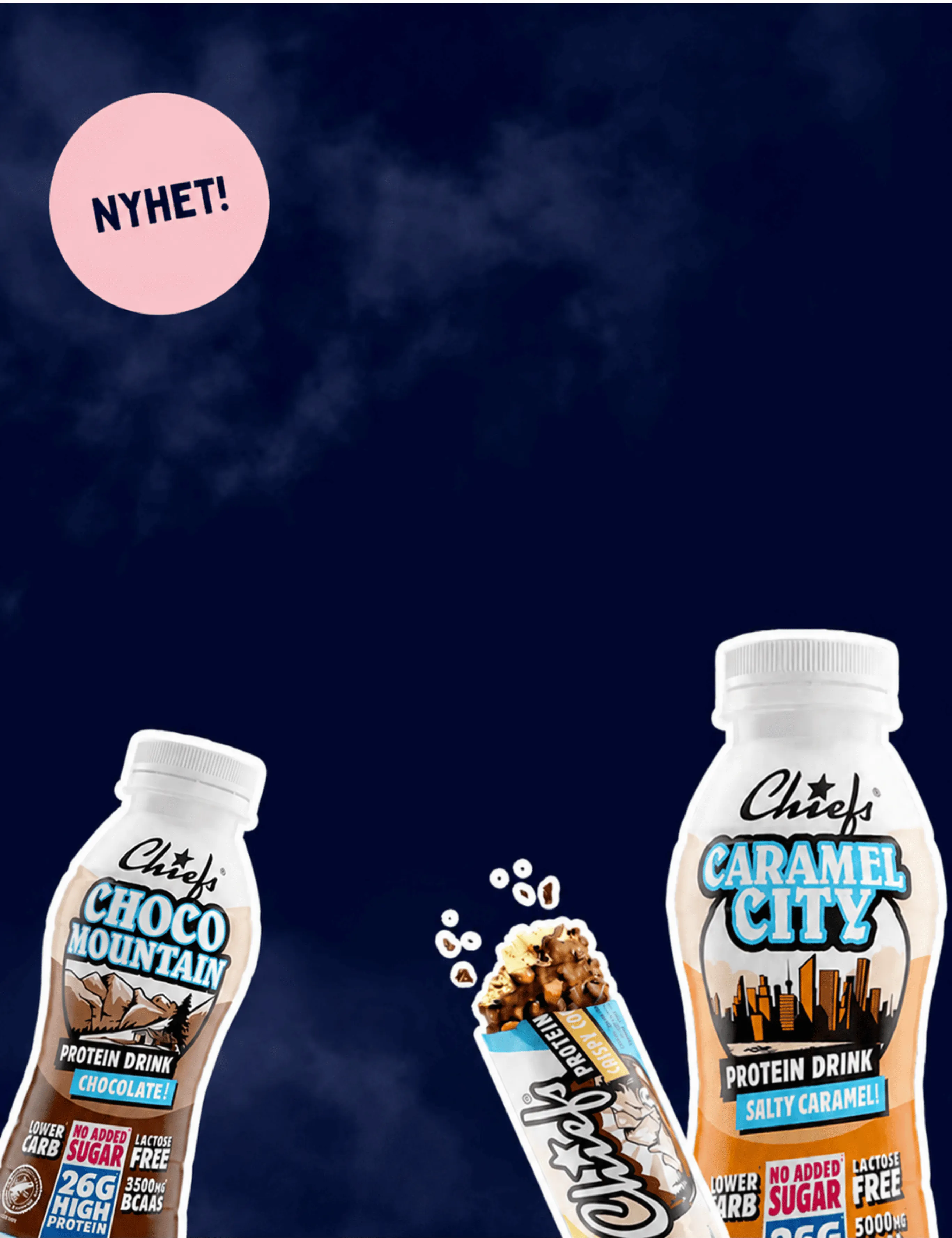 nyheter godtesjuk.no kule produkter proteinbar chiefs proteinshake godteri